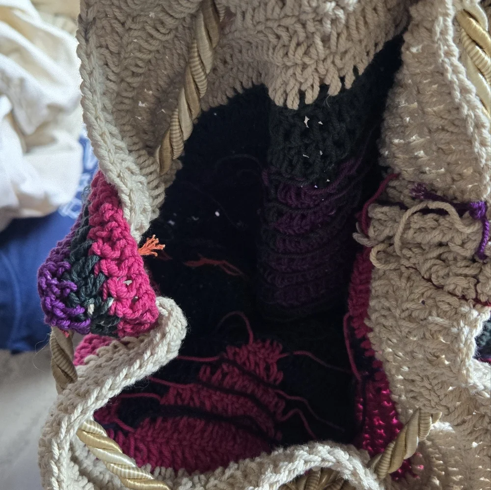 NEW Large Colorful Crocheted Bag